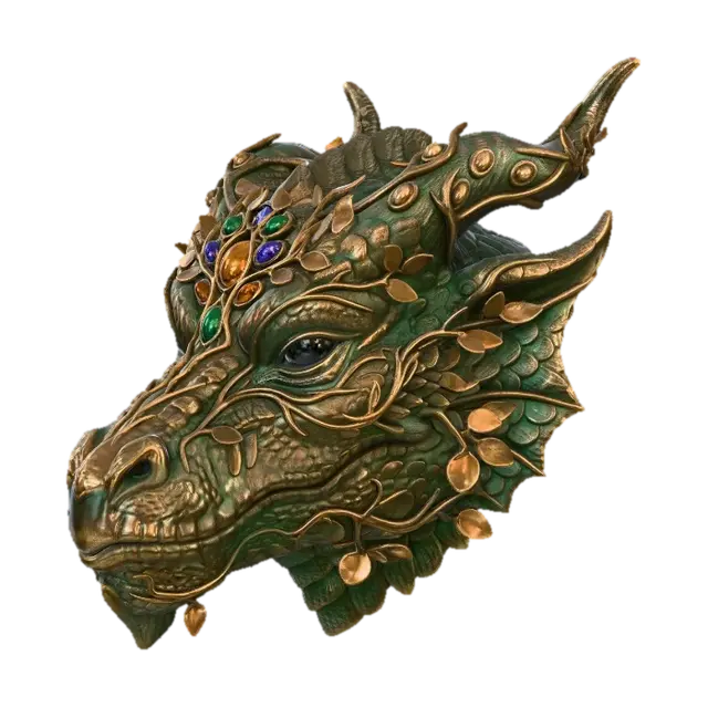 Vine-Crowned Dragon 3D model, vytvořený pomocí AI