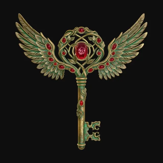 3D model for Winged Key with Rubies