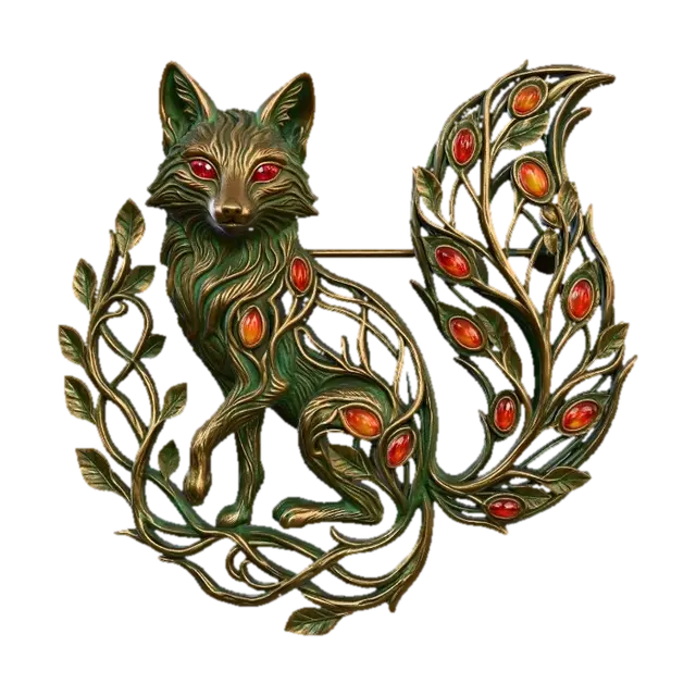 Brooch with a Fox 3D model, vytvořený pomocí AI