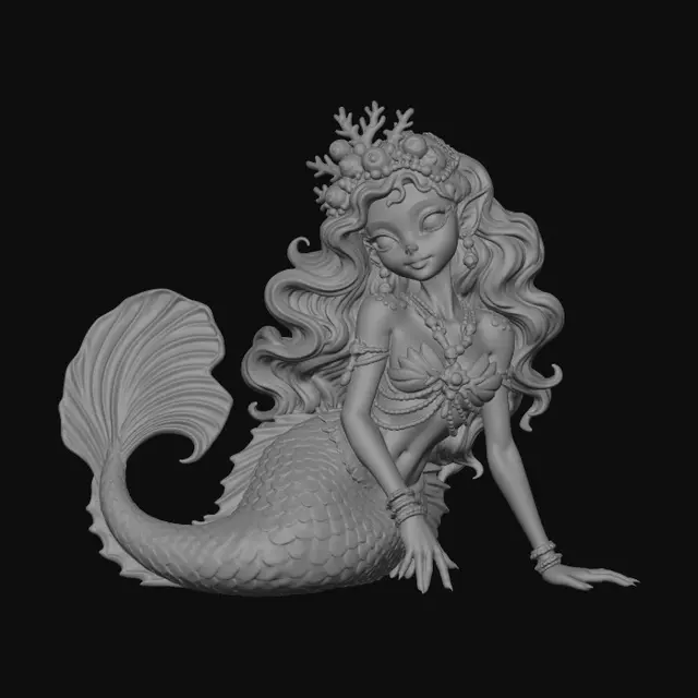 3D model for Coral Crowned Mermaid of the Rainbow Deep