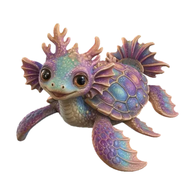 Prismatic Sea Turtle 3D model, vytvořený pomocí AI