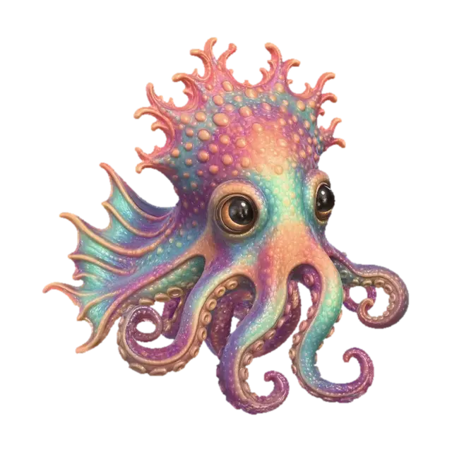 Prismatic Octopus 3D model, vytvořený pomocí AI