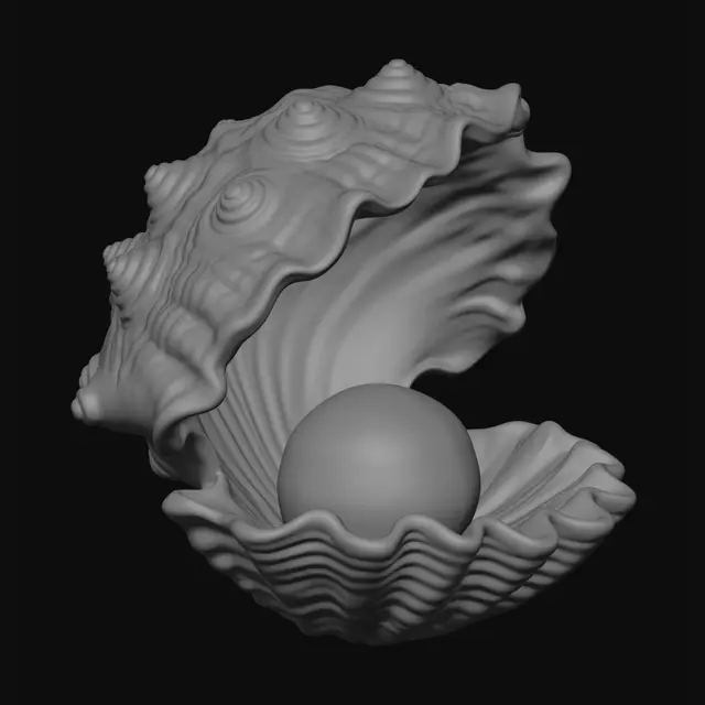 3D model for Prismatic Pearl in an Iridescent Shell