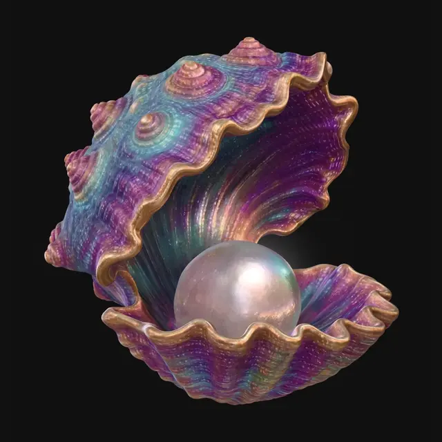 3D model for Prismatic Pearl in an Iridescent Shell