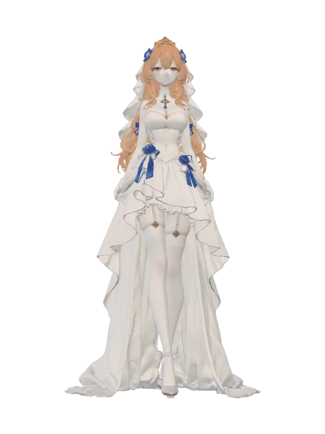 Azure Rose Bride 3D model, vytvořený pomocí AI