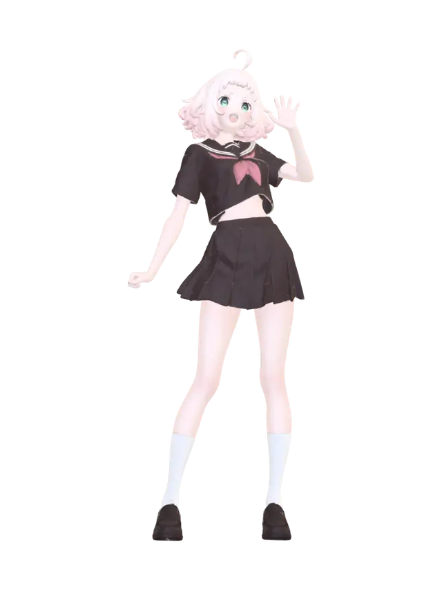 Pink Sailor Wave 3D model, vytvořený pomocí AI