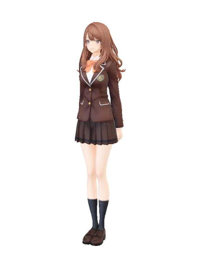Anime Schoolgirl Figure - Painted 3D model, AI generated