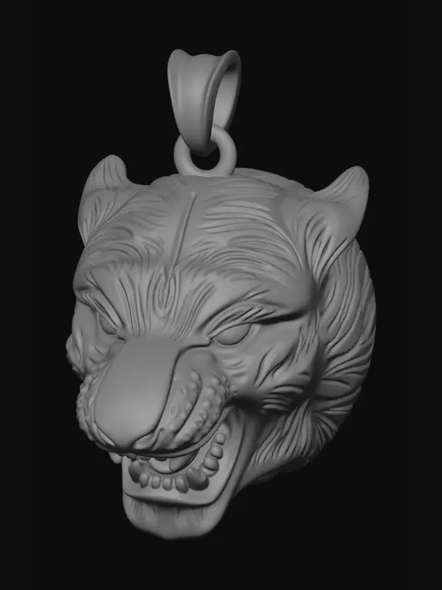 3D model for Golden Tiger Head Pendant