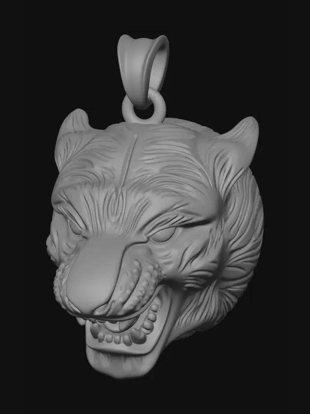 3D model for Golden Tiger Head Pendant