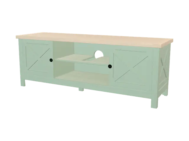 Mint Green Farmhouse TV Console - Scandinavian 3D model, vytvořený pomocí AI