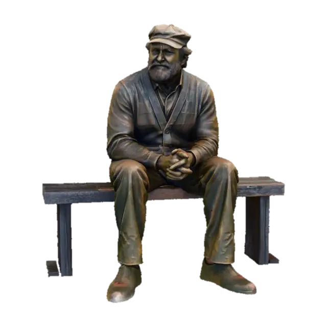 Contemplative Sculpture Robin Williams 3D model, vytvořený pomocí AI