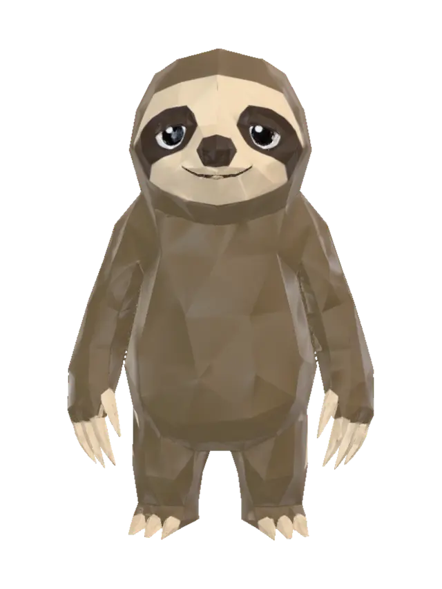 Polygonal Sloth - Polyhedron 3D model, vytvořený pomocí AI