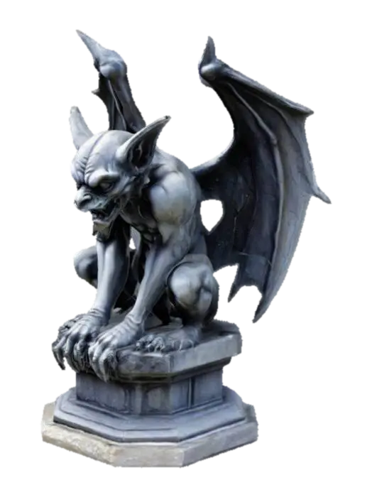 Gothic Gargoyle Statue Sculpture, Medieval Cathedral Yard Ornament Decor 3D model, vytvořený pomocí AI