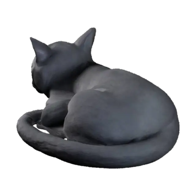 sleeping cat 3D model, vytvořený pomocí AI