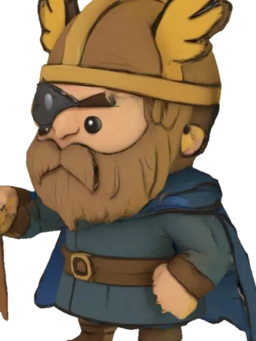 Viking Odin cartoonish 3D model, vytvořený pomocí AI