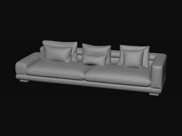 3D model for Beige Modern Sofa with Cushions