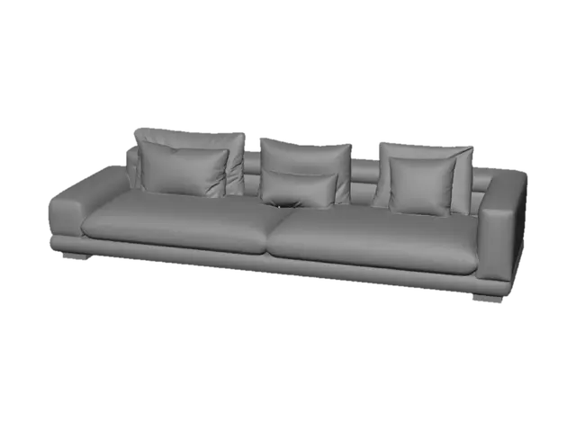 3D model for Beige Modern Sofa with Cushions