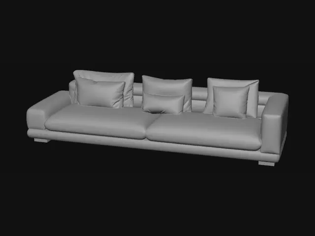 3D model for Beige Modern Sofa with Cushions