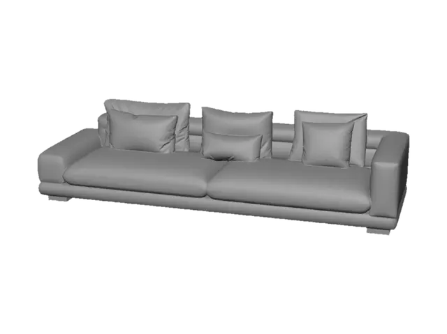 3D model for Beige Modern Sofa with Cushions