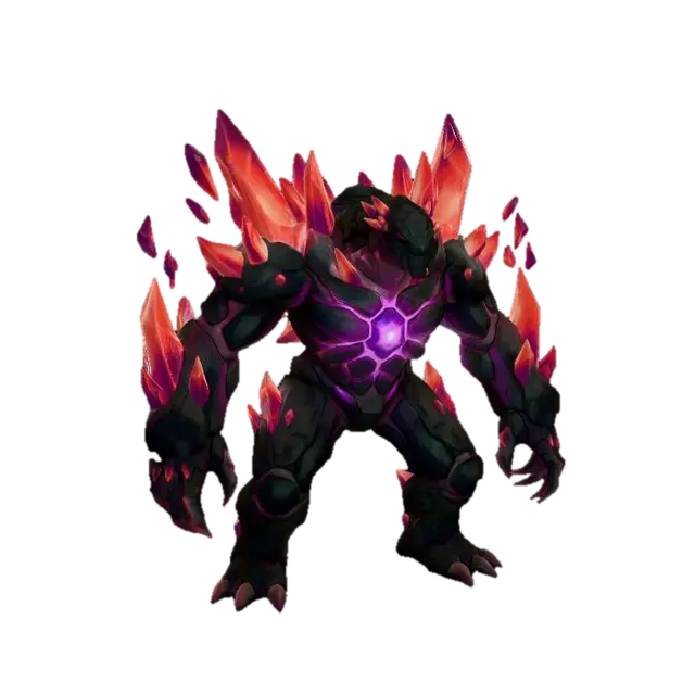 Create a bipedal crystalline kaiju. The chest, upper arms, and lower legs are… - Darkbrown 3D model, vytvořený pomocí AI