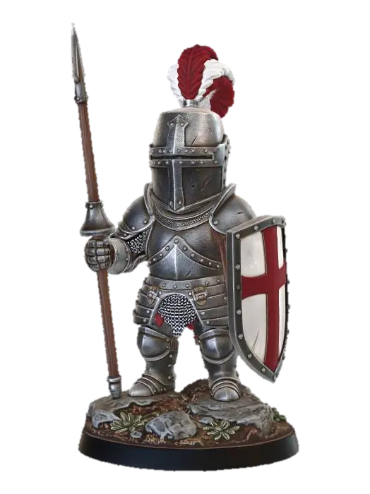 Crusader Knight 3D model, vytvořený pomocí AI