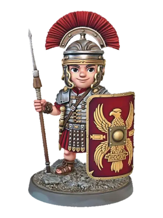 Little Roman Legionary - Gladiator 3D model, vytvořený pomocí AI
