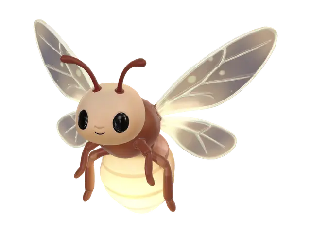 Crimson Neon Bee 3D model, vytvořený pomocí AI