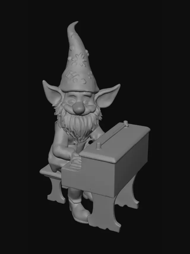 3D model for Gnomo che suona il pianoforte