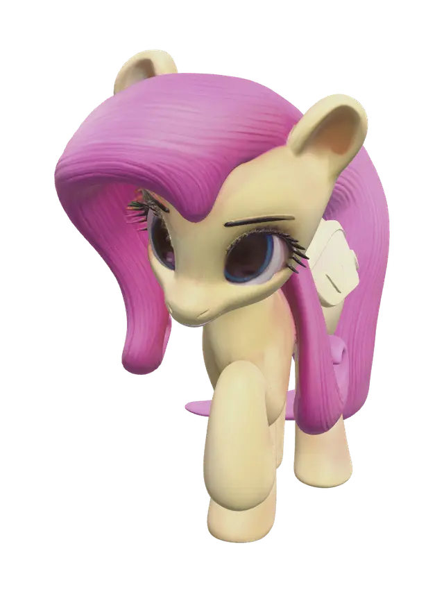 Weathered My Little Pony 3D model, vytvořený pomocí AI