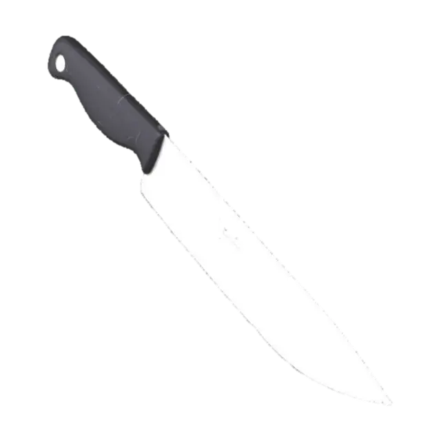 ein brotmesser mit einer geriffelten klinge und einem ergonomischen griff,… - Silverware 3D model, vytvořený pomocí AI