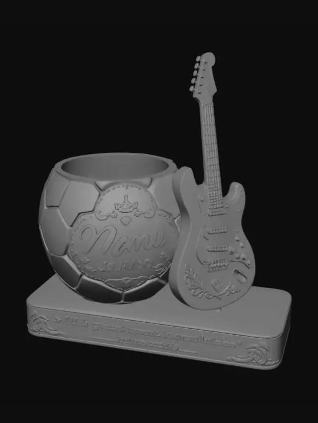3D model for Manu 15 Anos: Guitarra Azul e Bola de Futebol