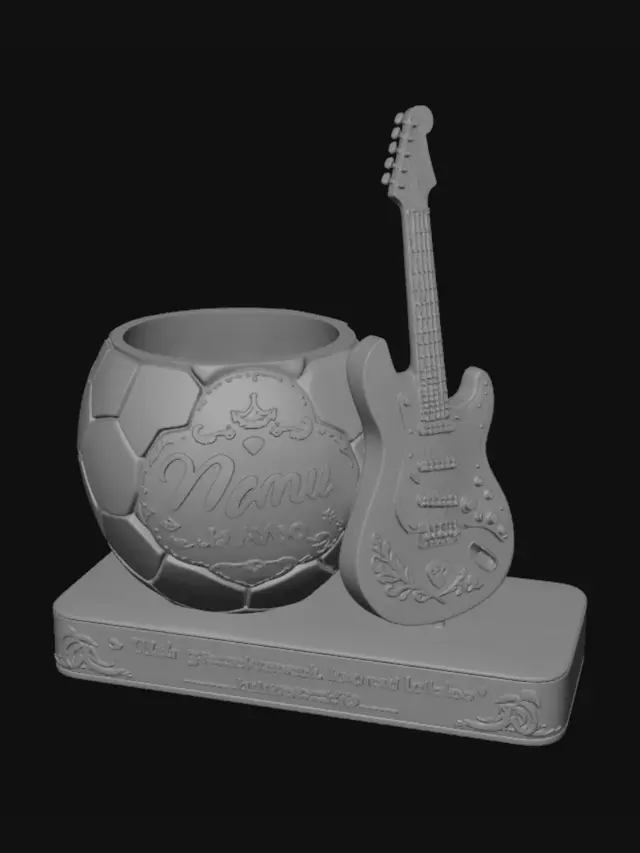 3D model for Manu 15 Anos: Guitarra Azul e Bola de Futebol
