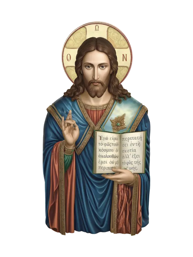 Icon of Jesus Christ the Light of the World - Christian 3D model, vytvořený pomocí AI