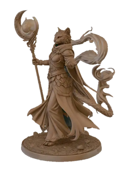 Modello 3D Moonbound Cat Mage, generato dall’IA