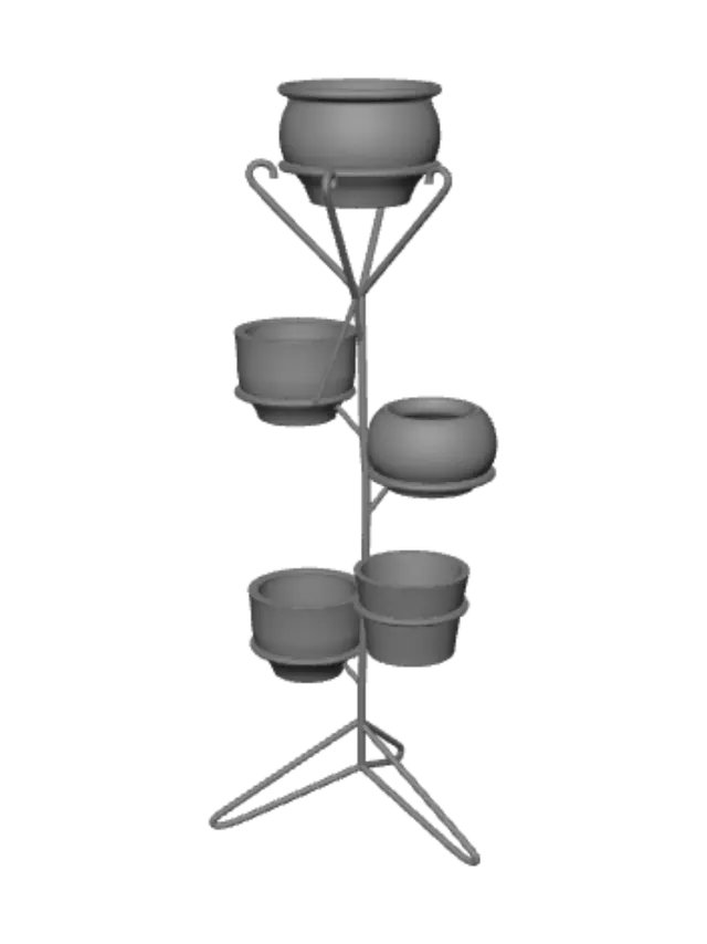 3D model for Terracotta Pot Stand Against a Yellow Wall