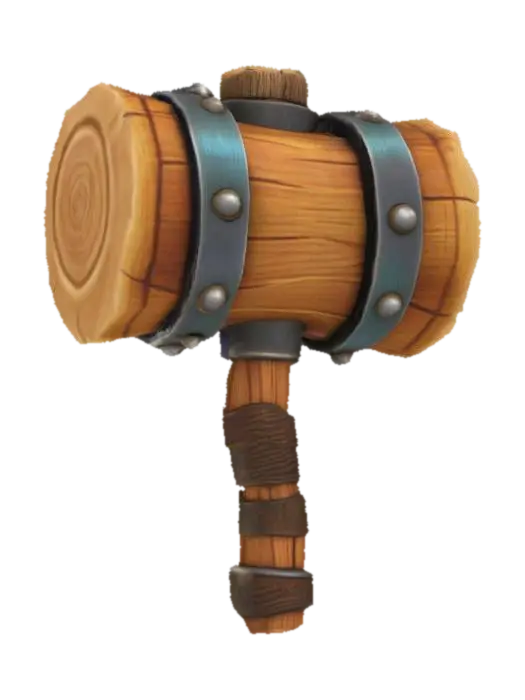 Wooden Battle Hammer 3D model, vytvořený pomocí AI
