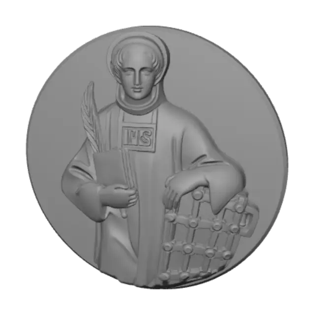 3D model for Saint with IHS emblem, book, and quill