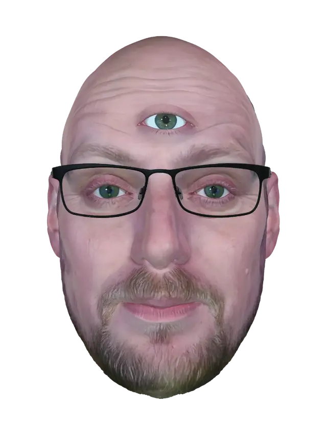 The Man With a Third Eye - Headshot 3D model, vytvořený pomocí AI