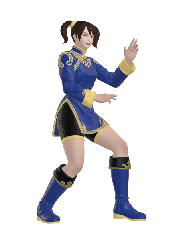 Ling Xiaoyu - Femalefighter 3D model, vytvořený pomocí AI