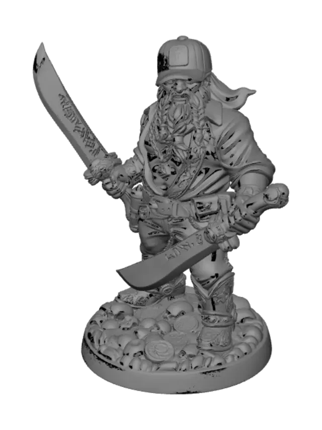 3D model for Bearded Buccaneer with Twin Swords