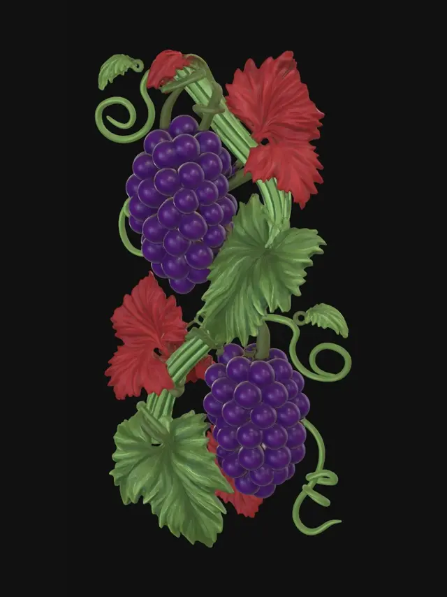 3D model for Crimson Blossoms and Purple Grapes
