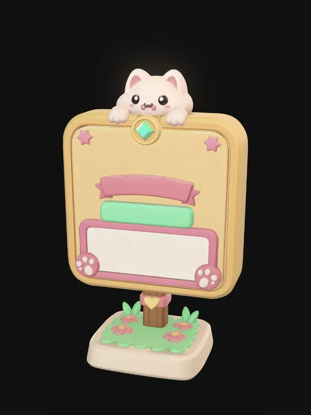 3D model for Pastel Kitty Signboard