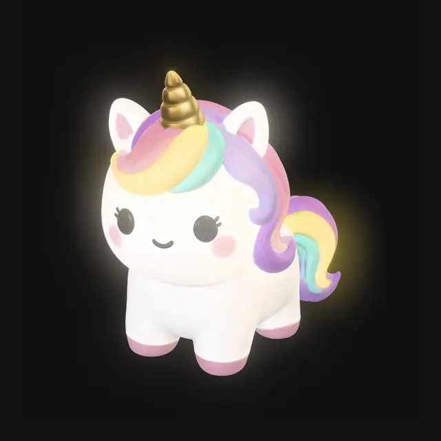 3D model for Pastel Rainbow Unicorn Figurine