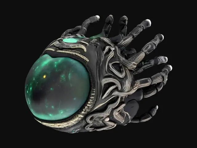 3D model for A Giger Alien xenomorph theme faberage egg. 8K Detail, artistic masterpiece.