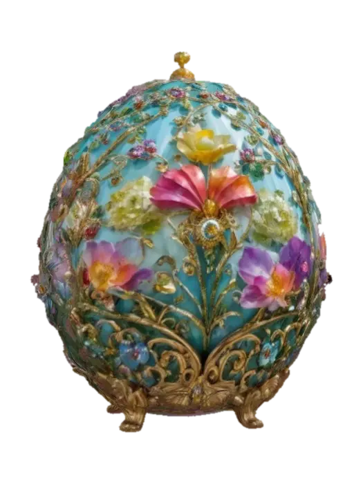 A colorful Bridgerton theme faberage-egg. 8K Detail, artistic masterpiece. - Faberge 3D model, vytvořený pomocí AI