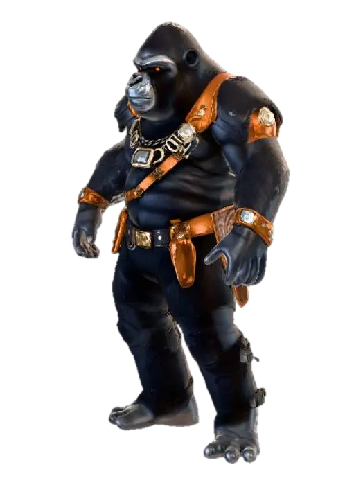 A character, mostly naked, mudborne, industrialpunk, Planet-of-the-Apes,… - Silverback 3D model, vytvořený pomocí AI