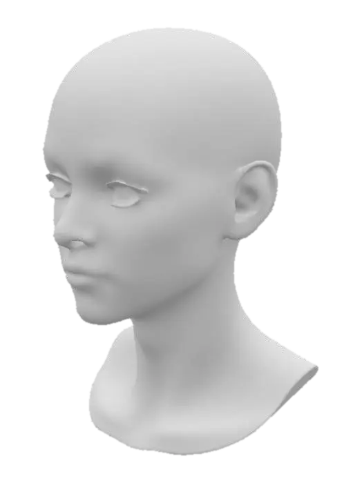 3D model for a bust of a female human head with the planes of the face exaggerated and blocked out for artistic reference somewhat in the asaro style the planes should be very well defined and highly detailed