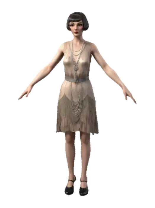 Strong woman. full length flapper standing in a game ready A-Pose suitable for game…-3D-modell, genererad av AI