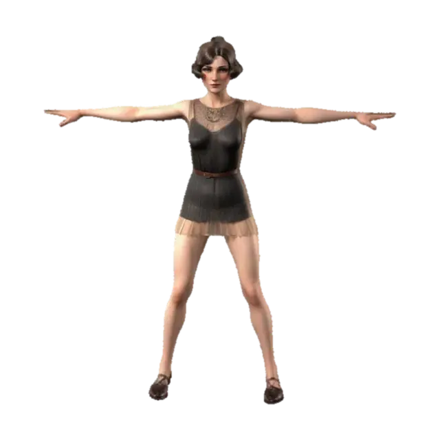 Strong woman. full length model standing in a game ready A-Pose suitable for rigging.… - Flapper-3D-modell, genererad av AI