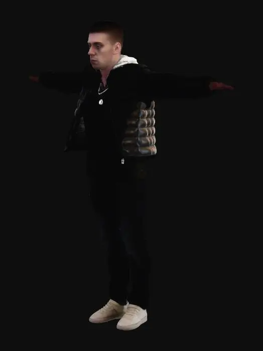 3D model for Paulie Arms Wide in a Blue Room
